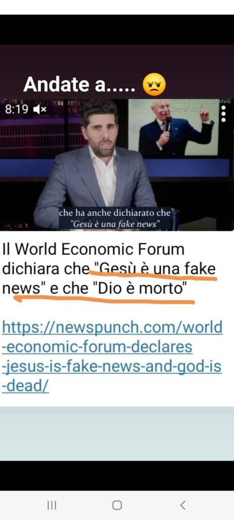 Il WEF dichiara Gesù una Fake News e che Dio è morto