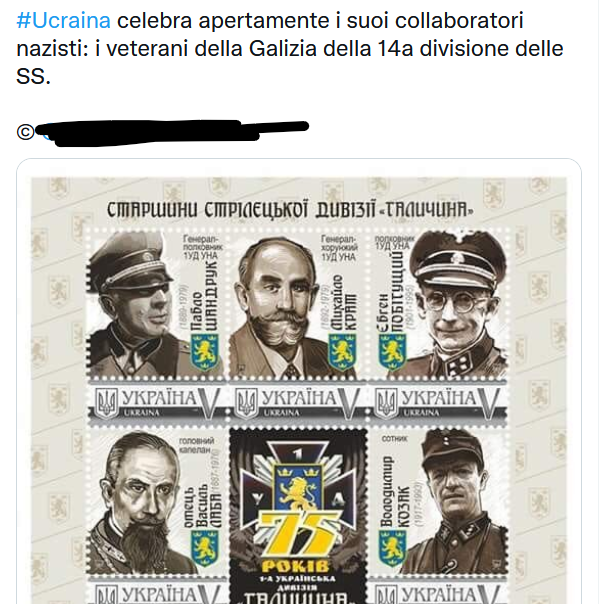 La fakenews dei francobolli Ucraini che celebrano i collaborazionisti