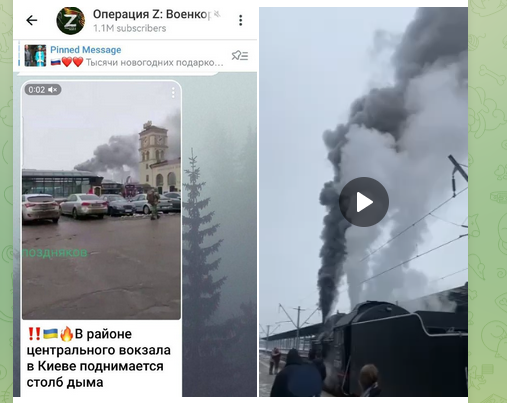 Fonti Russe confondono treno a vapore con bombardamenti in stazione