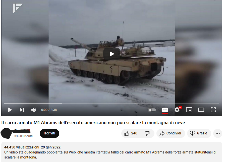Le Fonti Russe sulla TV di Stato: la fake degli Abrams inadatti alla neve