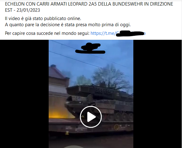 Questo video non riguarda carri armati Leopard in Ucraina a gennaio