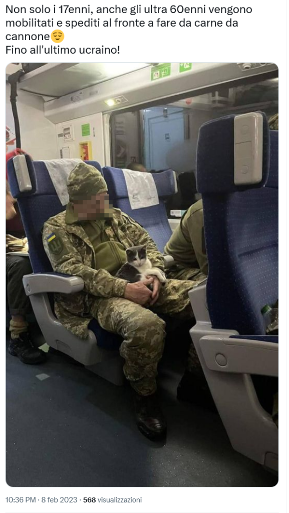 "In Ucraina mobilitati anche gli ultra60enni": ma era un salvataggio felino