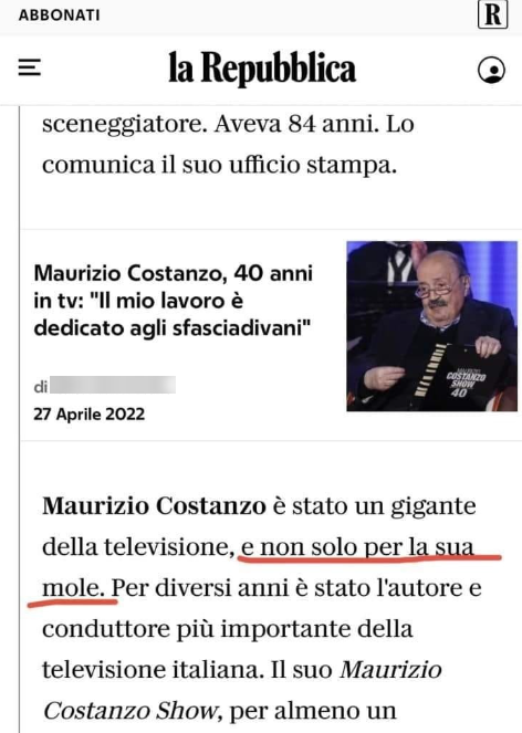 mole di Maurizio Costanzo