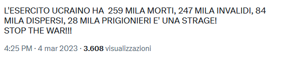 La presunta statistica sui 259mila morti nell'esercito Ucraino non esiste