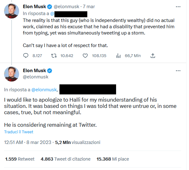 L'ultima gaffe: Elon Musk insulta lavoratore disabile, poi si scusa