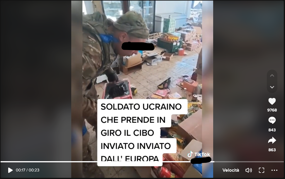 Il falso video del Soldato Ucraino che prende in giro il cibo europeo