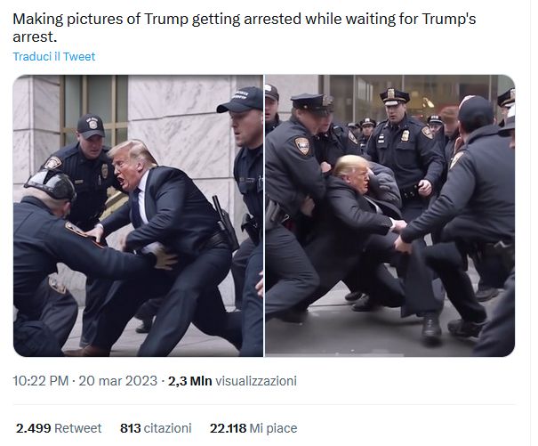 Anche le foto di Donald Trump arrestato sono in CG (ma palese)