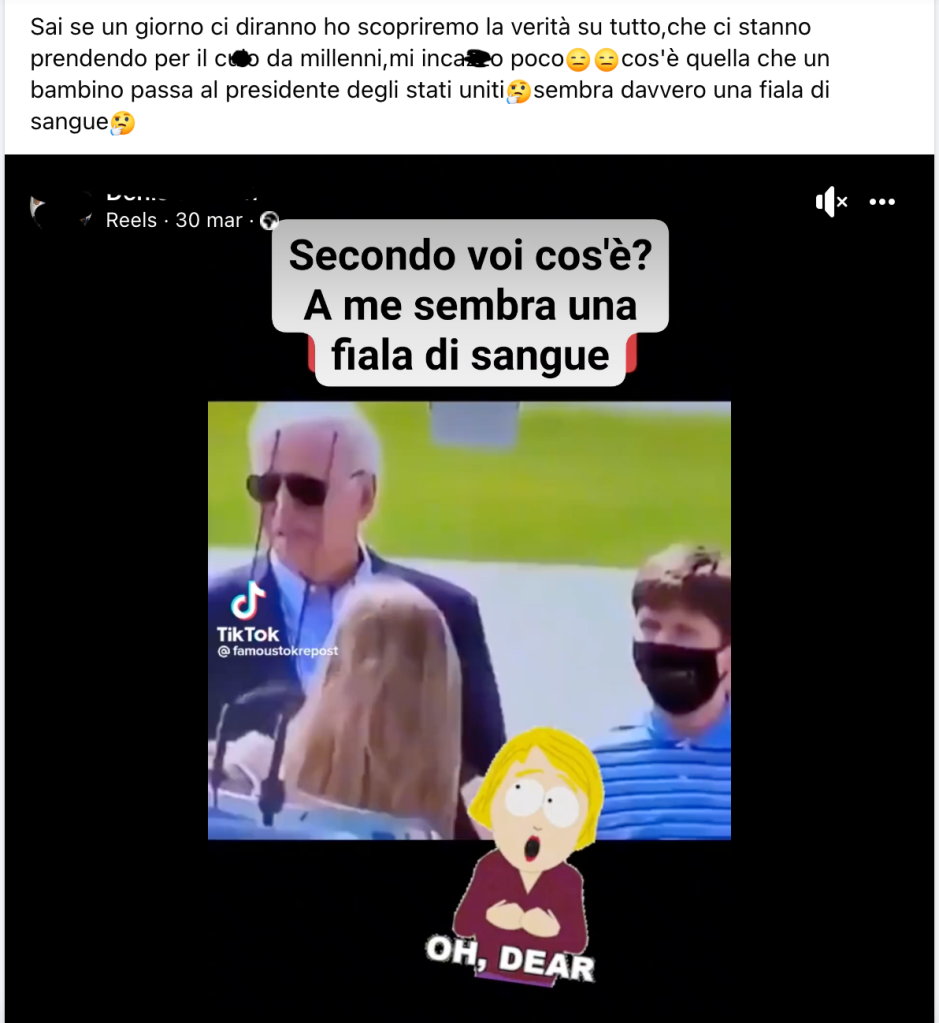 Il video del bambino che passa una fiala di sangue a Biden è un falso