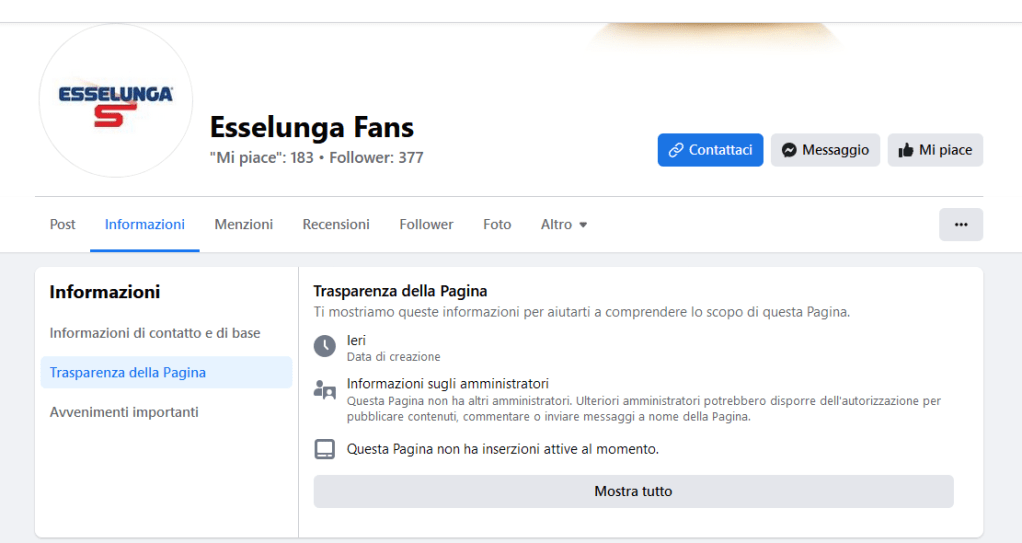 Il campo trasparenza della pagina