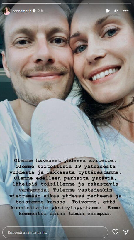 Sanna Marin divorzia dal marito: insieme da diciannove anni, sposati da tre
