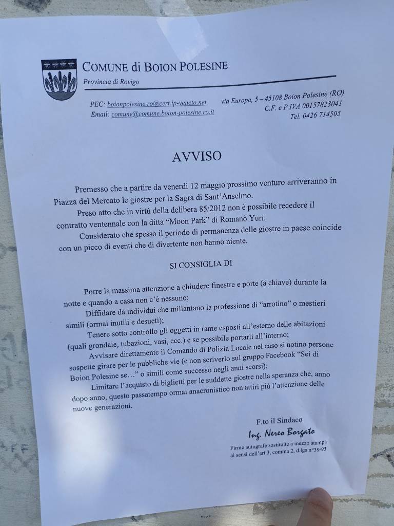 La beffa del comune di Boion Polesine contro il giostraio Romano Yuri