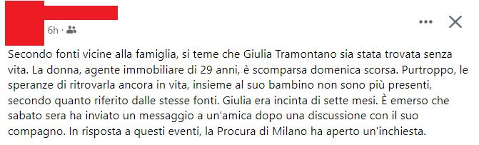 Giulia Tramontano trovata morta