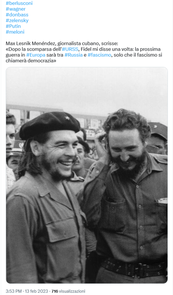 La citazione fake di Fidel Castro sulla guerra tra Russia e Democrazia