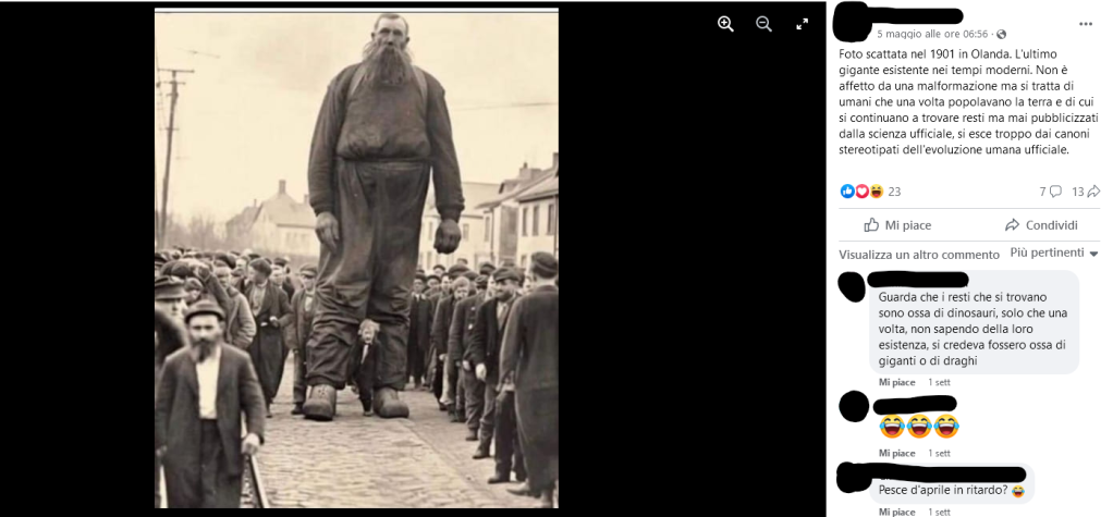 La foto dell'ultimo gigante in Olanda è creata con Midjourney
