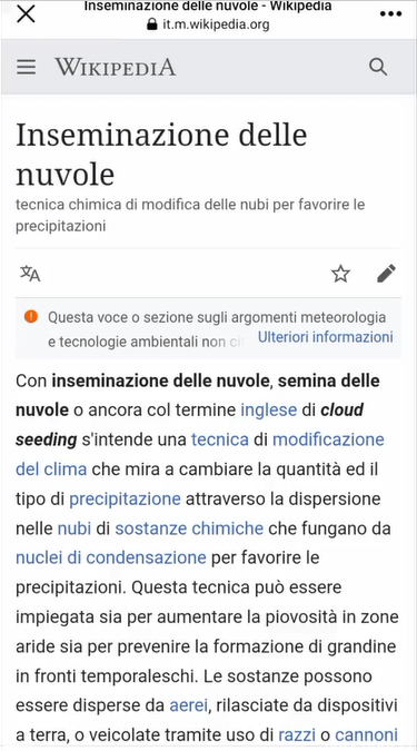 Il video sulle scie chimiche che cita Wikipedia e il cloud seeding