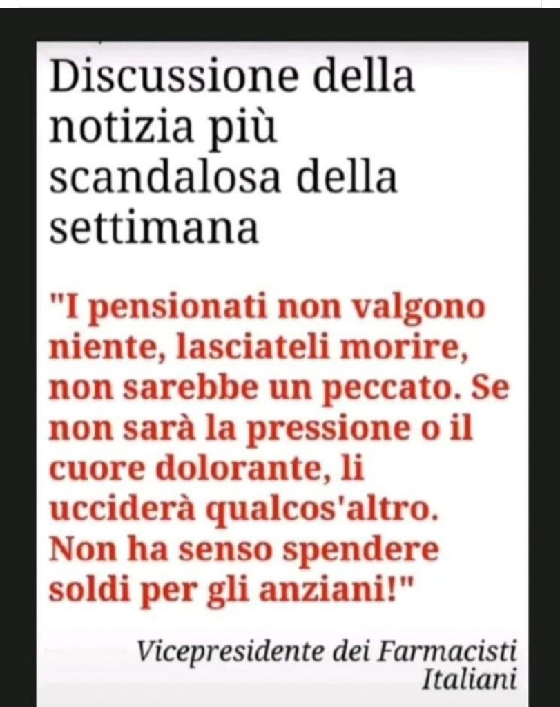 Il presunto messaggio del vicepresidente dei farmacisti contro gli anziani