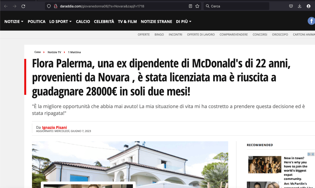 La ragazza che ha guadagnato 28mila euro al mese non esiste