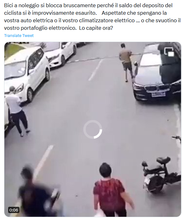 Bisognerebbe farsi delle domande sul "video della bici bloccata per mancanza di credito"