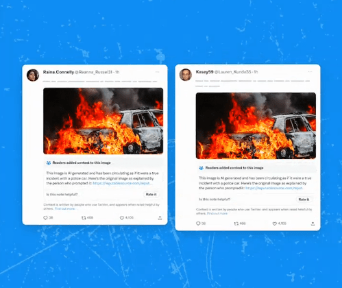 Twitter consente di segnalare le foto in AI mediante Community Notes