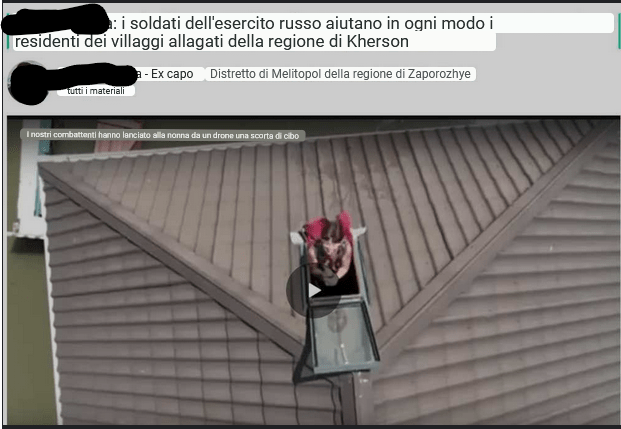 Le fonti russe spacciano soccorsi ucraini per "Soldati Russi che aiutano a Kherson"