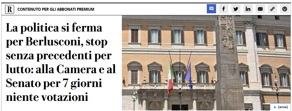 No, non è vero che il Parlamento si ferma sette giorni per la morte di Berlusconi