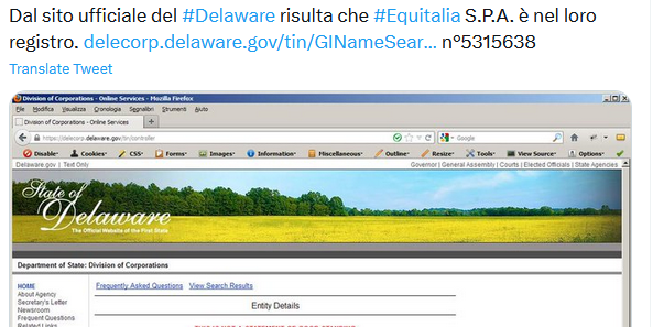 Se avete creduto che Equitalia è registrata nel Delaware, ho una brutta notizia