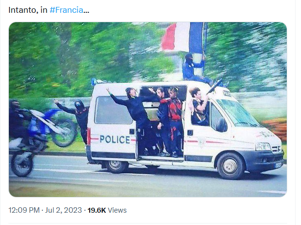 Questa presunta foto dei disordini in Francia viene da un film