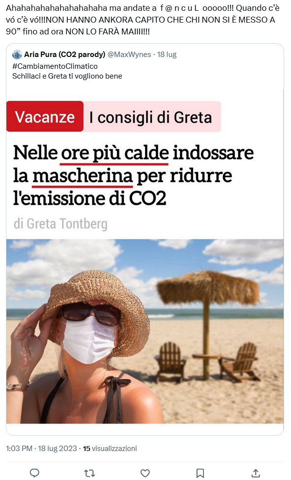 Credere all'articolo di "Greta Tontberg" sulle mascherine contro la CO2 oggi