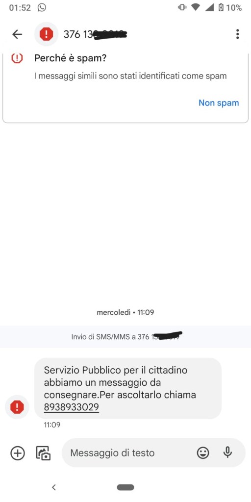 Attenti all'SMS: non esiste alcun "servizio pubblico per il cittadino"