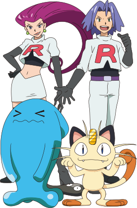 Il "Trio Rocket", buffi avversari di Ash chiaramente ispirati ai cattivi delle Time Bokan