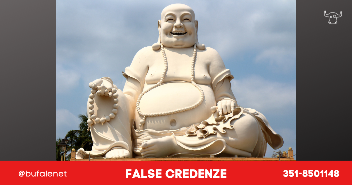 Perché Buddha è grasso nonostante sia un asceta? State pensando al Buddha sbagliato  --- (Fonte immagine: https://www.bufale.net/wp-content/uploads/sites/5/2023/09/buddha.png)