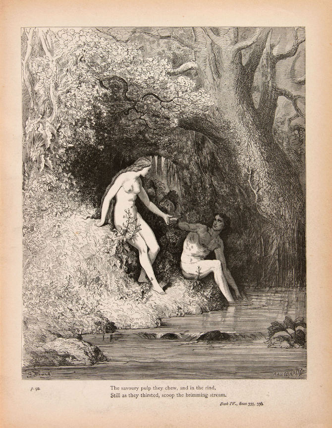 Dorè, la Tentazione di Adamo ed Eva