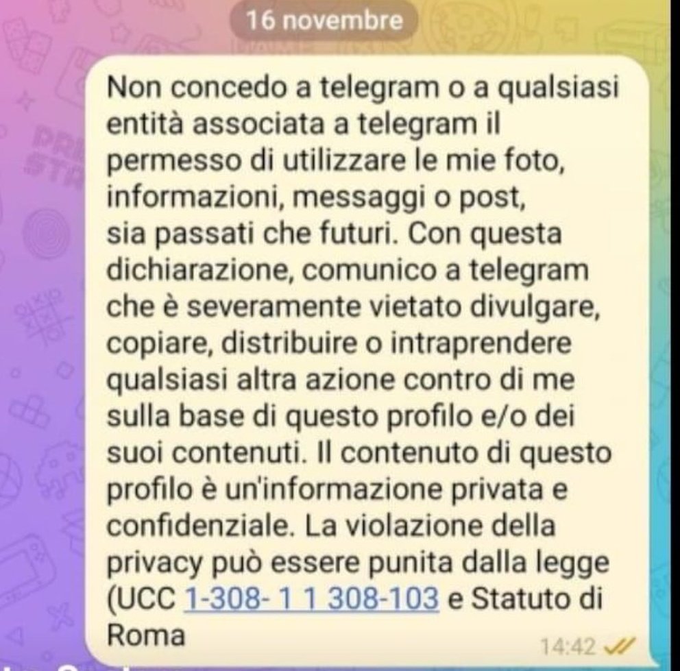 Il folle messaggio del "non consento" arriva su Telegram