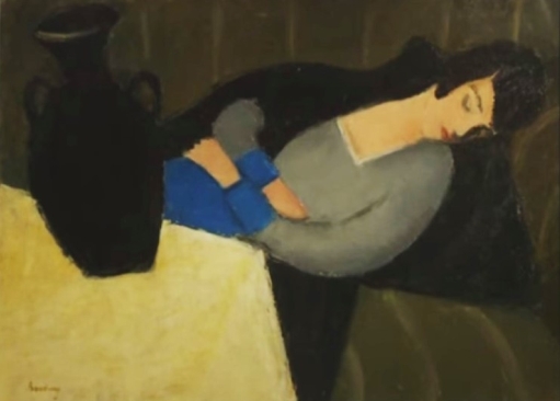 Immagine della Bella Addormentata con Vaso Nero