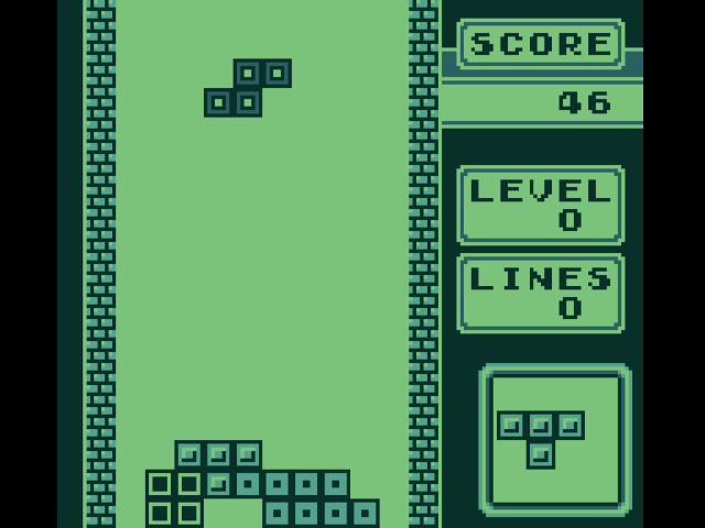 Screenshot di Tetris, versione GameBoy