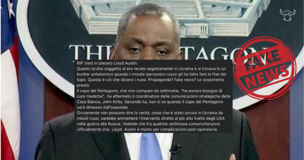 La bufala del "capo del Pentagono ucciso in Ucraina" dal missile ipersonico