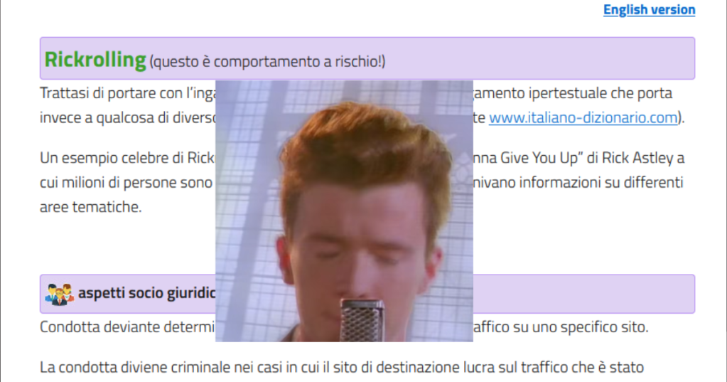 Glossario del 2015: il Rickrolling diventa un Cybercrime