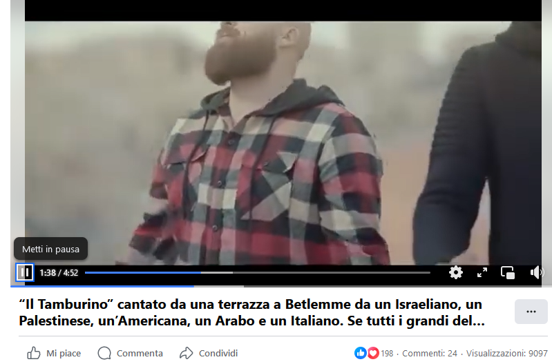 Questo non è un video del Tamburino cantato da da un Israeliano, un Palestinese, un’Americana, un Arabo e un Italiano