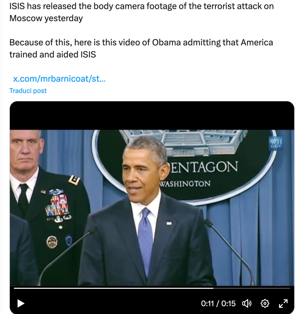 No, non questo non è un video in cui Obama ammette di aver addestrato l'ISIS