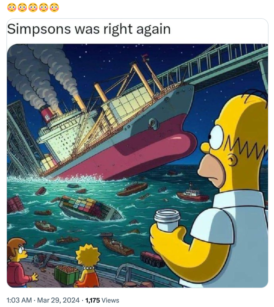 L'immagine dei Simpsons che predicono l'incidente di Baltimora è creata con IA