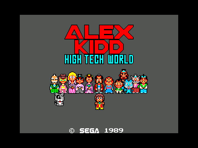Schermata introduttiva di Alex Kidd in High Tech World
