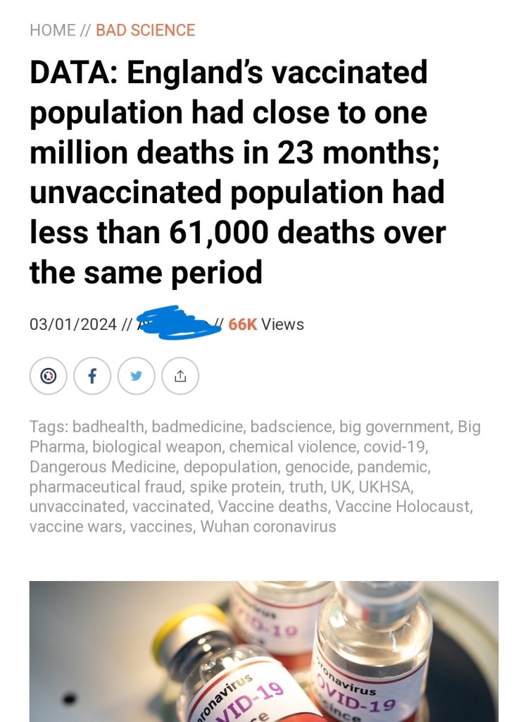 No, nessuno ha dimostrato che nel Regno Unito sono morte un milione di persone a causa dei vaccini