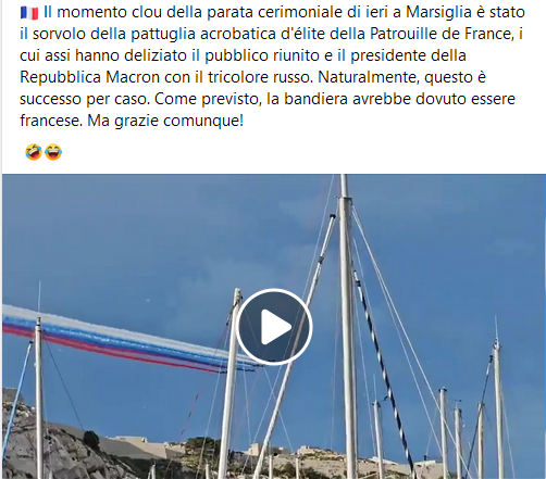 Non è vero che le Frecce Tricolori hanno creato la bandiera russa in Francia
