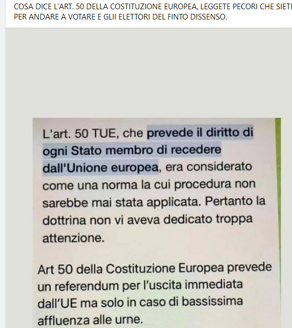 No, non è vero che si può uscire dall'Europa per bassissima affluenza alle elezioni