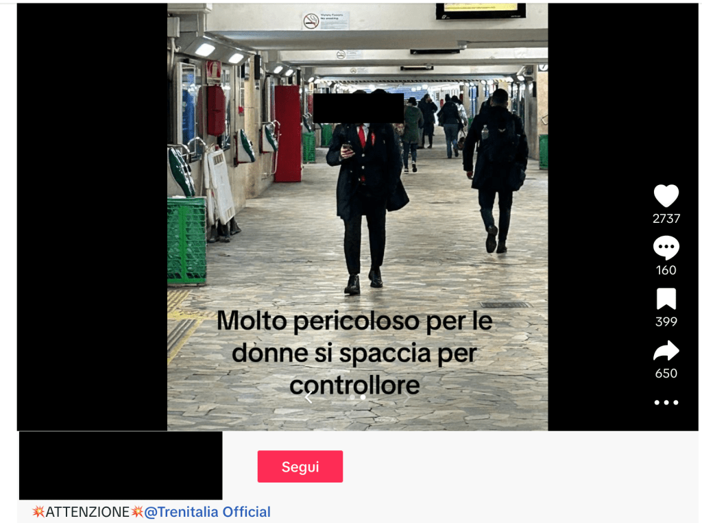 Controllore accusato di molestie su TikTok: se condividete siete responsabili anche voi