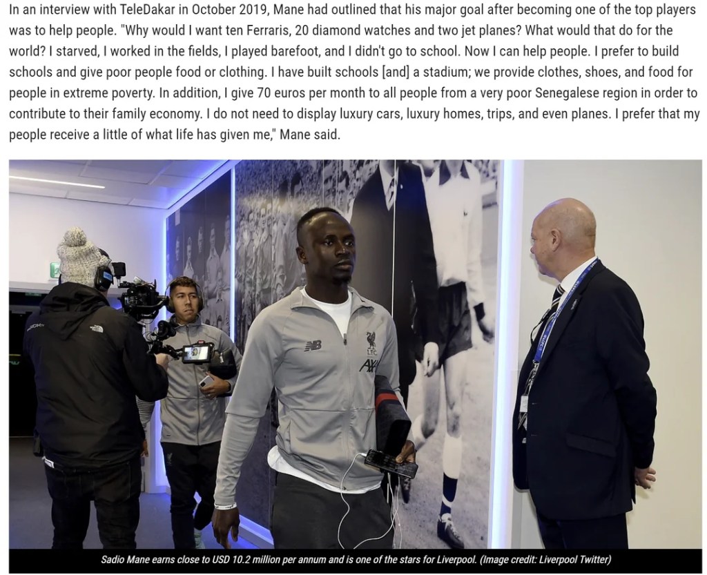 Sadio Mane ha detto questa frase (ma non riguardo al suo cellulare)