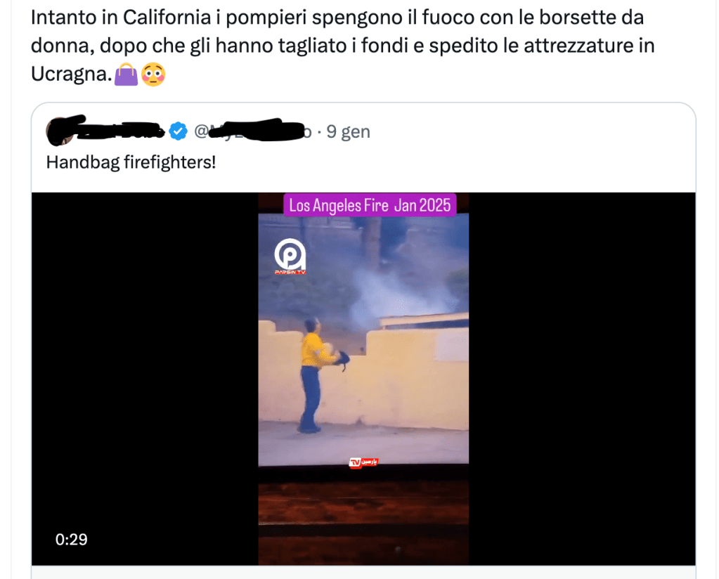 Per i doppelganger i vigili del fuoco in America spengono il fuoco con le borsette da donna per colpa dell'Ucraina