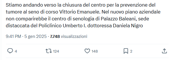 No, nessuno ha chiuso o sta chiudendo il centro senologia di Palazzo Baleani