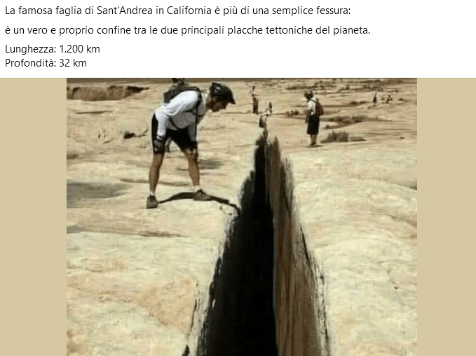 No, questa non è una foto della faglia di Sant'Andrea