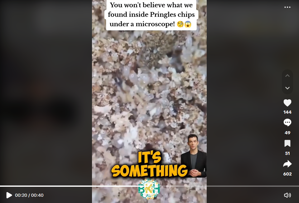 Il video delle Pringles viste al microscopio è solo ragebait